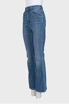 High-waisted blue jeans
