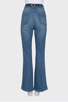 High-waisted blue jeans