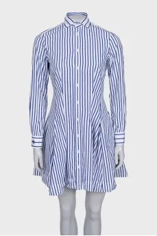 Fitted striped dress with long sleeves