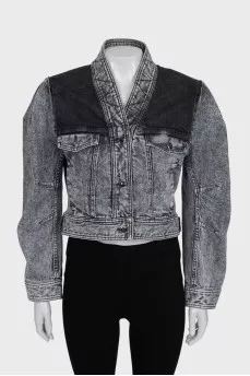 Cropped denim jacket with shoulder pads