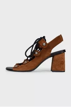 Suede lace-up sandals