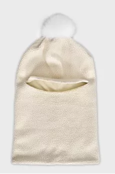 White balaclava with short pile