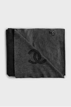 Black cashmere scarf with brand logo