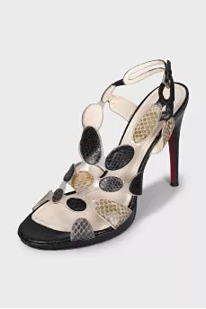 Transparent sandals with snake skin