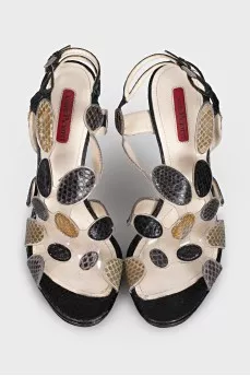 Transparent sandals with snake skin