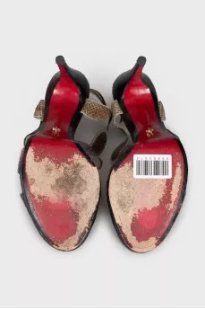 Transparent sandals with snake skin