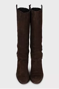 High suede boots with buckles