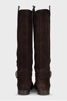 High suede boots with buckles