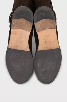High suede boots with buckles