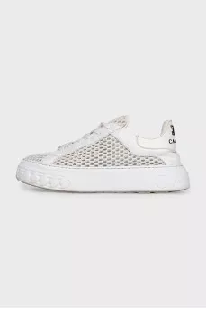 White mesh textile sneakers