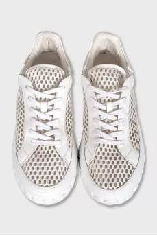 White mesh textile sneakers