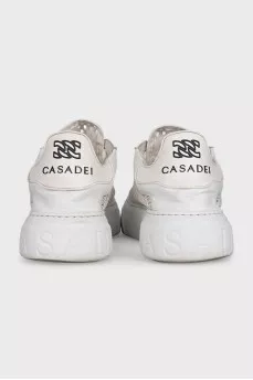 White mesh textile sneakers