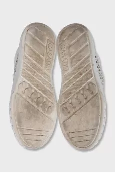 White mesh textile sneakers