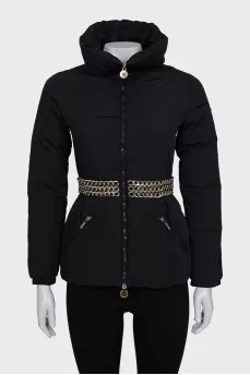 Black jacket with a metal belt
