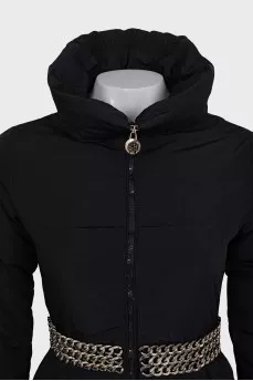 Black jacket with a metal belt