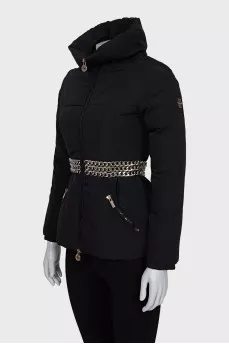 Black jacket with a metal belt