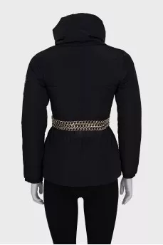 Black jacket with a metal belt