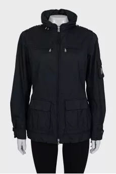 Black hooded jacket