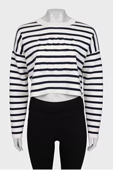 Striped jumper with embossed logo