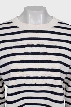 Striped jumper with embossed logo