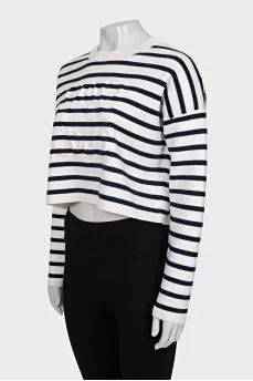 Striped jumper with embossed logo