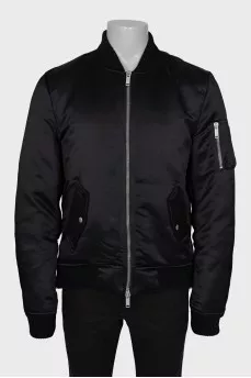 Men's black tapered bomber jacket