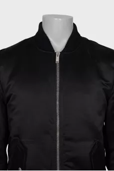 Men's black tapered bomber jacket