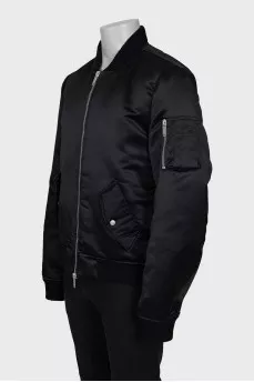 Men's black tapered bomber jacket