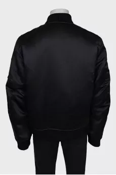 Men's black tapered bomber jacket