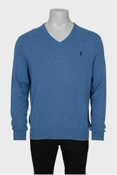 Men's blue wool pullover