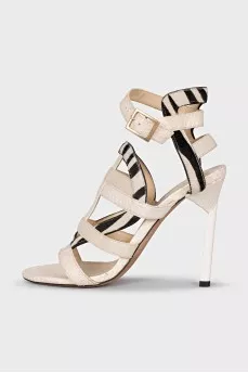 Sandals made of combination leather