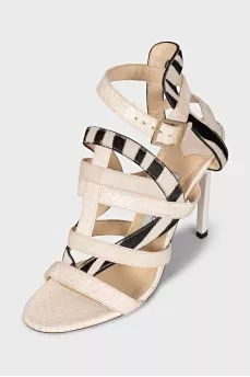 Sandals made of combination leather