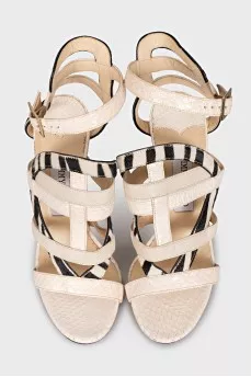 Sandals made of combination leather