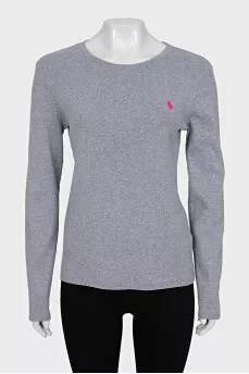 Gray long sleeve with embroidered logo