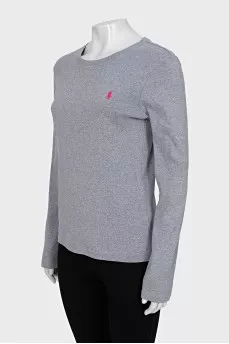 Gray long sleeve with embroidered logo