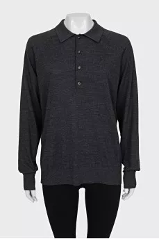 Merino wool long sleeve shirt with buttons