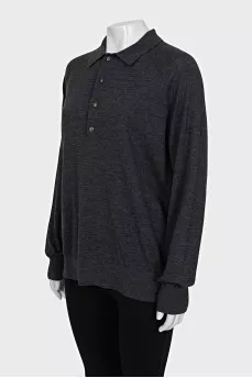 Merino wool long sleeve shirt with buttons