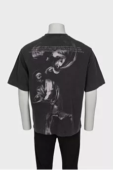 Men's straight t-shirt with back print