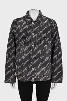 Oversized denim jacket with signature print