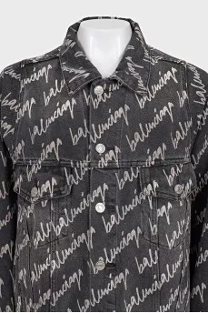 Oversized denim jacket with signature print