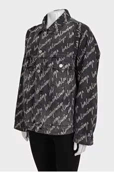 Oversized denim jacket with signature print