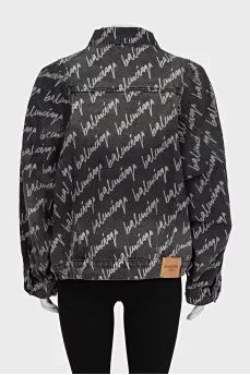Oversized denim jacket with signature print