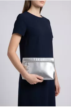 Silver clutch with small stripes