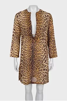 Animal print tie-up tunic