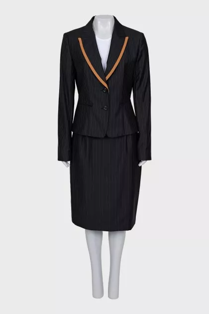 Black striped wool suit