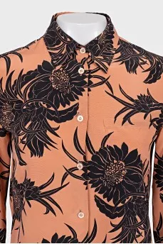Orange floral print blouse