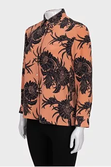 Orange floral print blouse