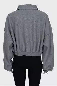 Cropped pullover with puff sleeves