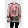 Straight-cut silk blouse with buttons