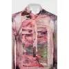 Straight-cut silk blouse with buttons